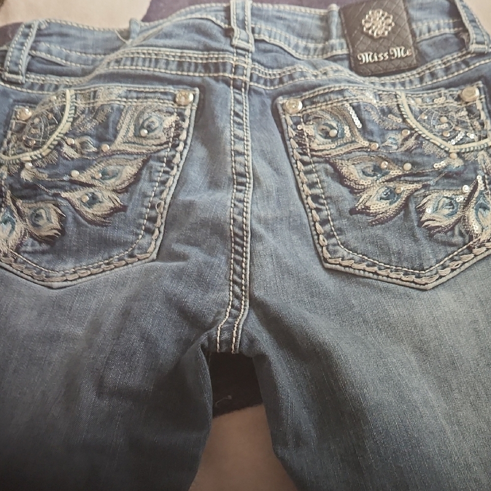 Miss Me Blue Boot Cut Jeans with Embellished Design